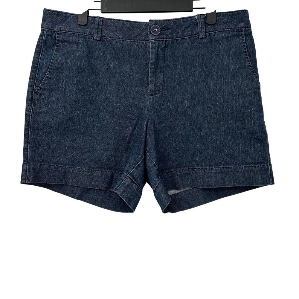Dockers Womens Dark Wash Denim Shorts Stretch Mid Rise Size 8 Blue Cotton Blend